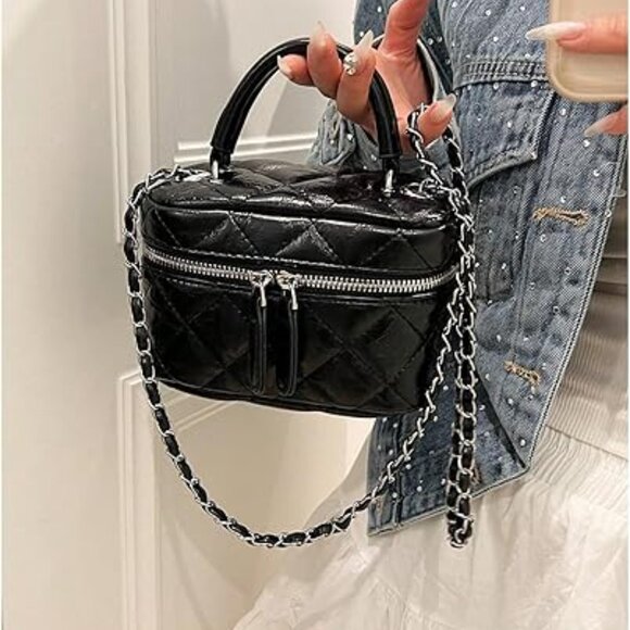 Neiman Marcus Black Top Handle Crossbody Bag - Picture 1 of 5